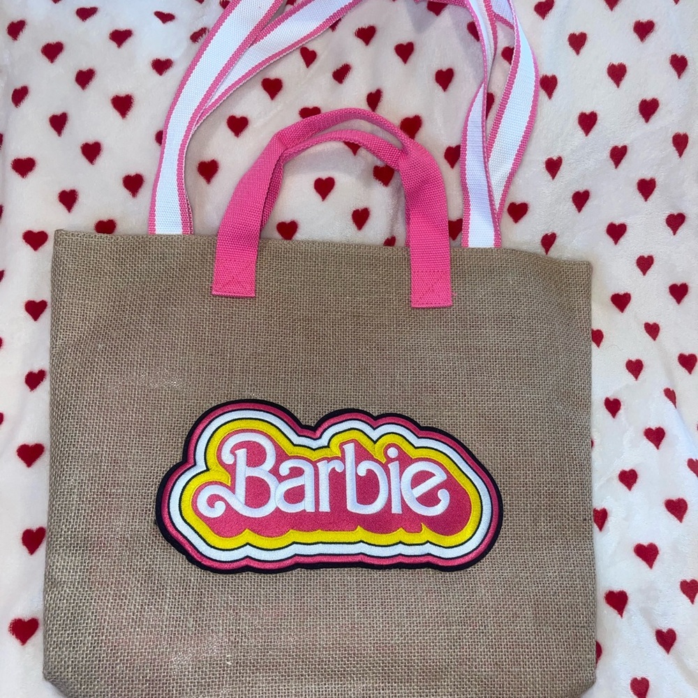 Barbie Beige Tote with Pink Handles